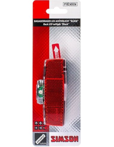 Rücklicht für Gepäckträger Simson Block 1 LED On/Off with batteries