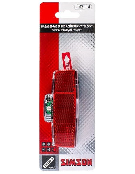 Rücklicht für Gepäckträger Simson Block 1 LED On/Off with batteries