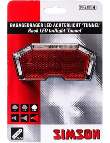 Rücklicht für Gepäckträger  Simson Tunnel 3 LED Auto/On/Off mit Batterien