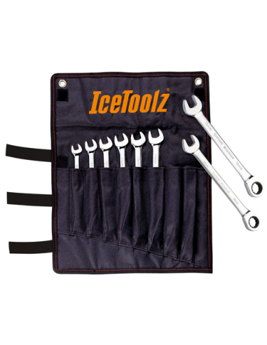 IceToolz Schraubenschlüssel / Ringschlüssel / Ratschenschlüssel Satz 41B8 - schwarz