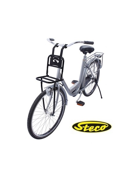 Vorderrad Gepäckträger für 20-24" Transportfahrrad Steco Comfort 20 x 20 cm - Glänzend Schwarz