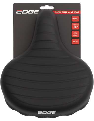 Fahrradsattel Edge Urban XL Wave - Schwarz