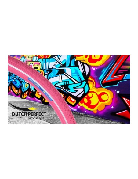 Reifen Dutch Perfect 28 x 2.00" / 50-622 mit Pannenschutz - Rosa mit Reflexion
