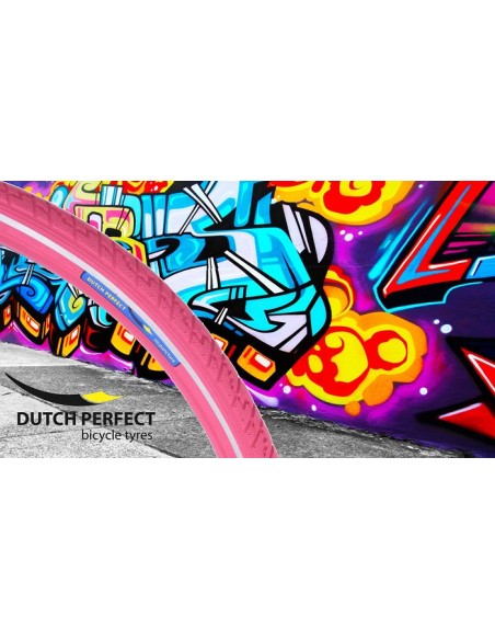 Reifen Dutch Perfect 28 x 1 ½" / 40-635mm mit Pannenschutz - Rosa mit Reflexion