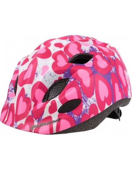Fahrradhelm Polisport Glitter Hearts S 52-56 cm - Rosa/Weiß