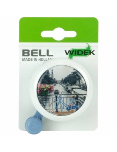 Fahrradklingel Widek "Typical Dutch" - Fahhrad auf Brücke am Kanal