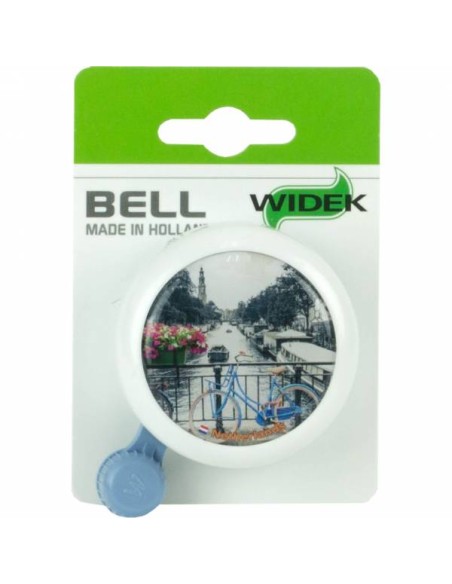 Fahrradklingel Widek "Typical Dutch" - Fahhrad auf Brücke am Kanal
