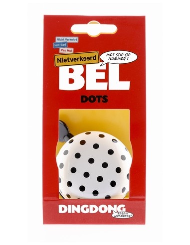 Fahrradklingel Ding-Dong NietVerkeerd Dots ø60 mm - Weiß mit schwarzen Punkten