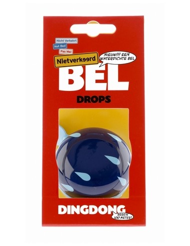Fahrradklingel Ding-Dong NietVerkeerd Drops ø60mm - Blau mit Weißen Tropfen