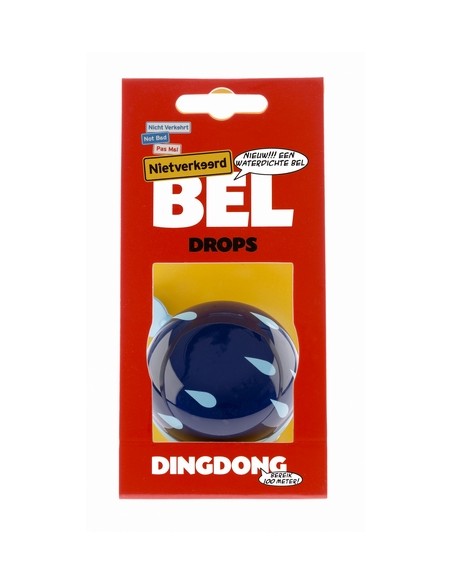 Fahrradklingel Ding-Dong NietVerkeerd Drops ø60mm - Blau mit Weißen Tropfen