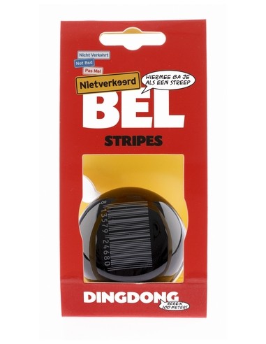 Fahrradklingel Ding-Dong NietVerkeerd Stripes ø60 mm - Schwarz mit weißem Barcode