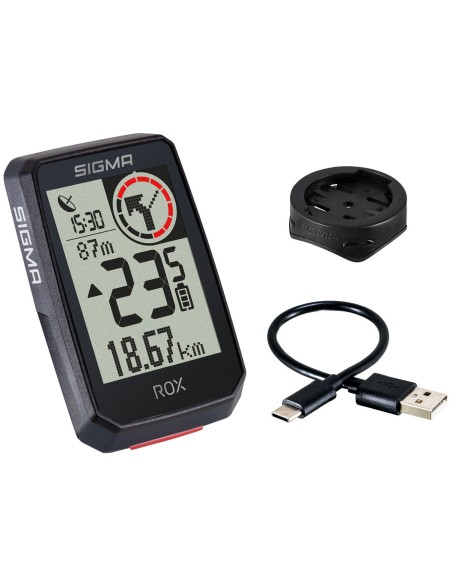 Fahrradcomputer GPS Sigma ROX 2.0 mit Standard-Lenkerhalterung - Schwarz