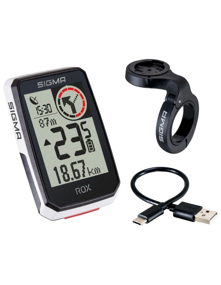 Fahrradcomputer GPS Sigma ROX 2.0 mit Overclamp Butler Lenkerhalterung - Weiß