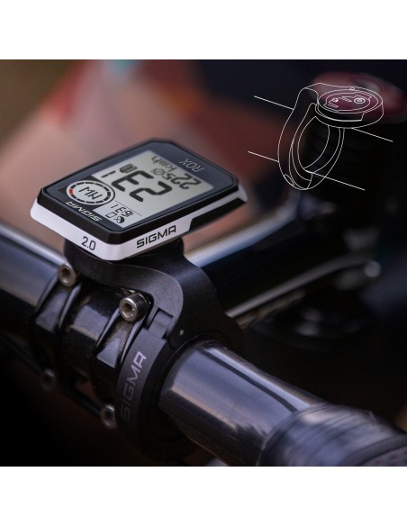 Fahrradcomputer GPS Sigma ROX 2.0 mit Overclamp Butler Lenkerhalterung - Weiß