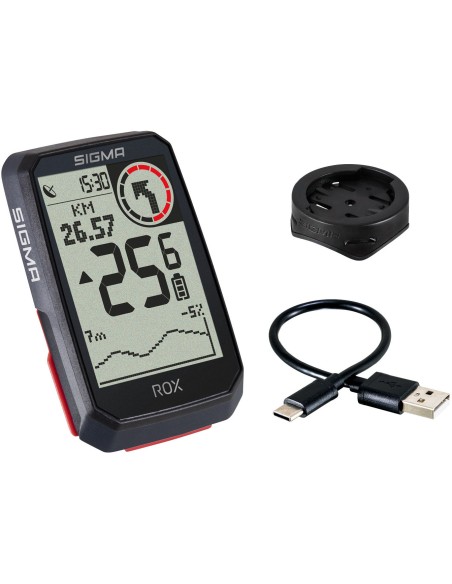 Fahrradcomputer GPS Sigma ROX 4.0 mit Standard-Lenkerhalterung - Schwarz