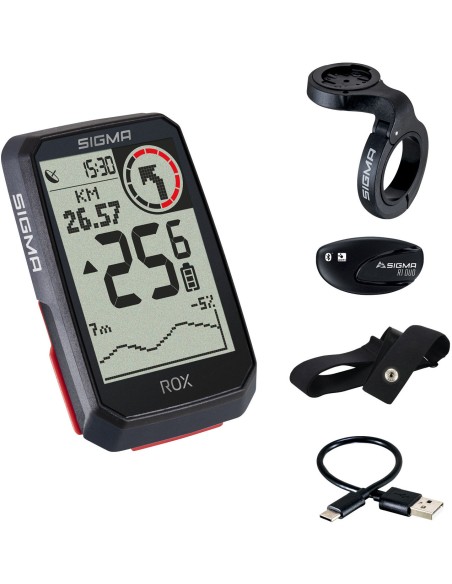 GPS Fahrradcomputer Sigma ROX 4.0 GPS HR Set mit Overclamp Butler Lenkerhalterung - Schwarz