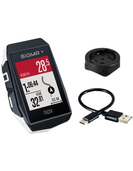 GPS Fahrradcomputer Sigma ROX 11.1 EVO GPS mit Standard Lenkerhalterung - Weiß