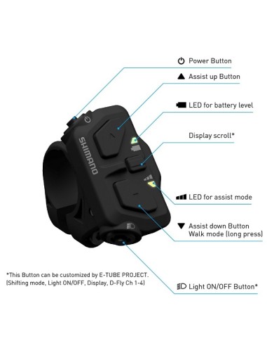 Schaltereinheit für Links Shimano STEPS SW-EN600-L - 22.2 mm Adapter