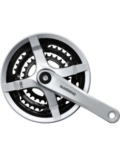 Kurbelgarnitur 6/7/8 fach Shimano Tourney FC-TY501 mit 170mm Kurbel 48 x 38 x 28Z mit Kettenschutz - Silber
