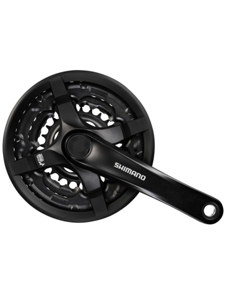 Kettenradgarnitur 6/7/8 fach Shimano Tourney FC-TY501 mit 170mm Kurbel 42 x 34 x 24Z mit Kettenschutz - Schwarz