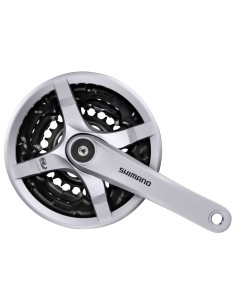 Kettenradgarnitur 6/7/8 fach Shimano Tourney FC-TY501 mit 170mm Kurbel 42 x 34 x 24Z mit Kettenschutz - Silber