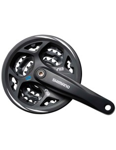 Kettenradgarnitur 7/8 fach Shimano Altus FC-CM311 48/38/28z mit Kettenschirm - Schwarz