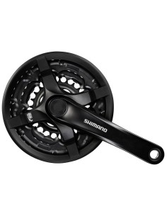 Kettenradgarnitur 6/7/8 fach Shimano Tourney FC-TY501 mit 175mm Kurbel 48 x 38 x 28Z mit Kettenschutz - Schwarz