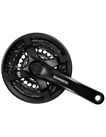 Kettenradgarnitur 6/7/8 fach Shimano Tourney FC-TY501 mit 175mm Kurbel 48 x 38 x 28Z mit Kettenschutz - Schwarz
