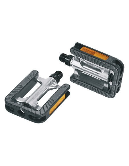 Pedale Ergotec 191 Anti-Rutsch mit Stahlachse und Industrielagern - Schwarz/Silber