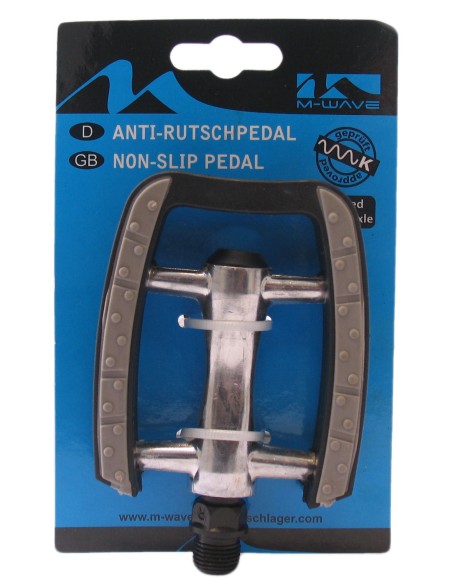 Pedale M-Wave Aluminium mit Anti-Rutsch und Kugellager - Silber