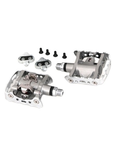 Pedale  SPD Shimano M324 mit Schuhplatten SM-SH56 einseitige - Silber