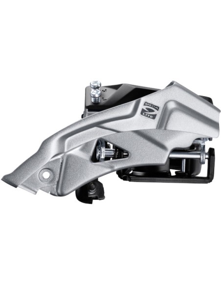 Umwerfer 3 x 9 fach Shimano Altus FD-M2000 top swing/dual pull - niederige Klemme - 40z (66-69°) - Schwarz/Silber