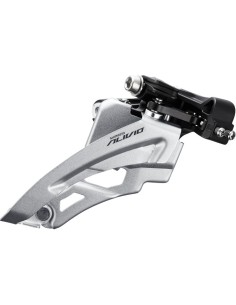 Umwerfer 3 x 9 fach Shimano Alivio FD-M3100 side swing/front pull - mittlere Klemme - 40z (66-69°) - Schwarz/Silber