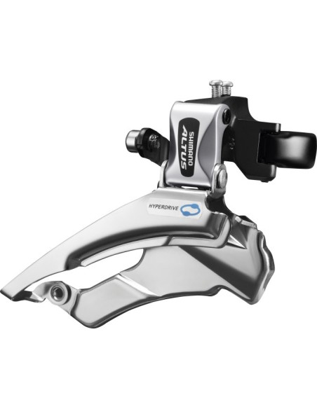 Umwerfer 3 x 7/8-fach Shimano Altus FD-M313 down swing/dual pull - hohe Klammer - 42-48Z (66-69°) - Schwarz/Silber