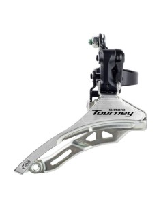 Umwerfer 3 x 6/7 fachShimano Tourney FD-TY300 down swing/top pull - hohe Klemme ø34,9 mm - 42z - (66-69°) - Schwarz/Silber
