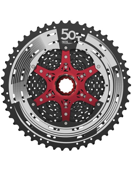 Kassette Sunrace 12 fach CSMZ90 11-50Z - Schwarz mit rote Spider