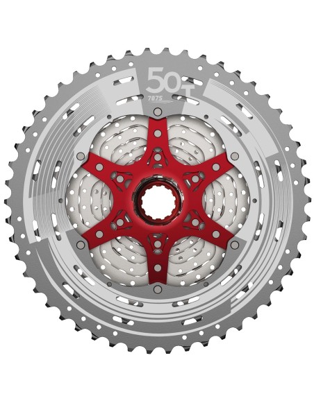 Kassette 12 fach Sunrace CSMZ90 11-50Z - Silber mit rote Spider