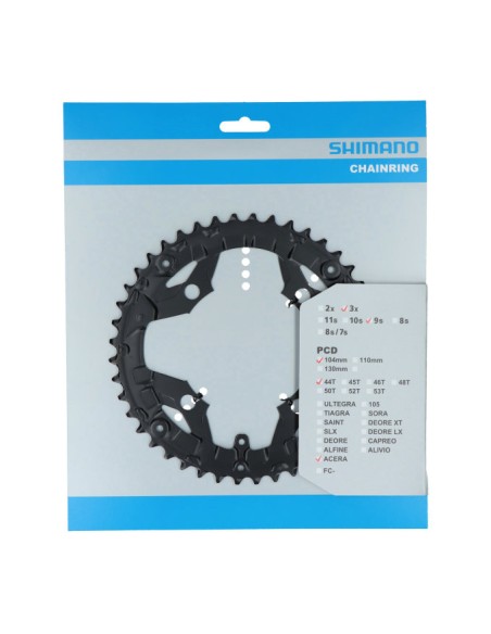 Kettenblatt 44z Shimano Acera FC-T3010 9 fach - für Kettenschutz - Schwarz