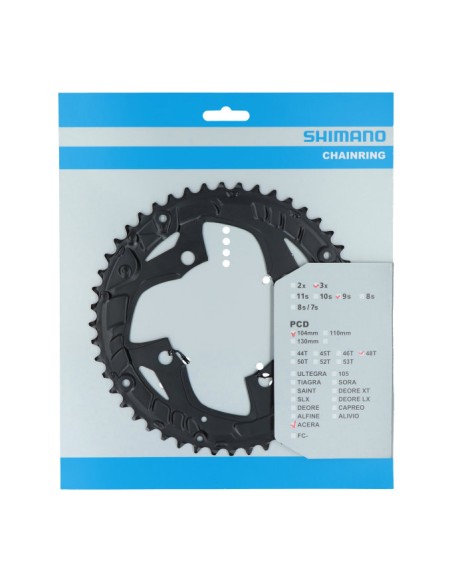 Kettenblatt 48z Shimano Acera FC-T3010 9 fach - für Kettenschutz - Schwarz