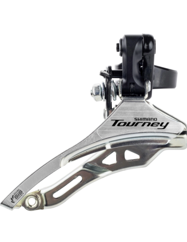 Umwerfer 3 x 6/7-fach Shimano Tourney FD-TY300 down swing - top pull - hohe Schelle ø28,6 mm - 42Z - (66-69°) - Schwarz/Silber