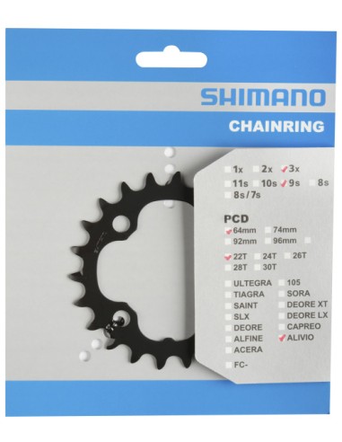 Kettenblatt 22z Shimano Deore FC-M590 - Schwarz
