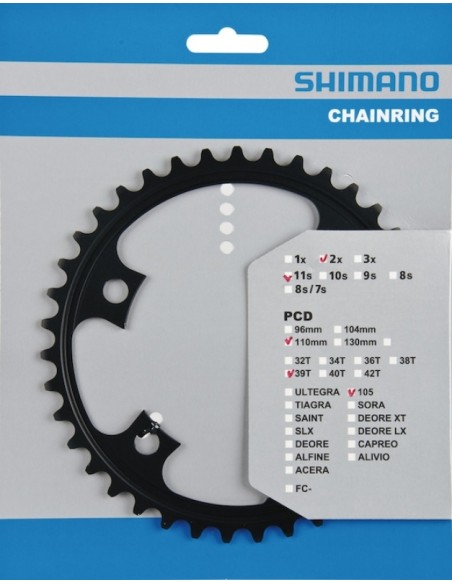Kettenblatt 39z Shimano 105 FC-5800 MD - Schwarz (für 53-39z)
