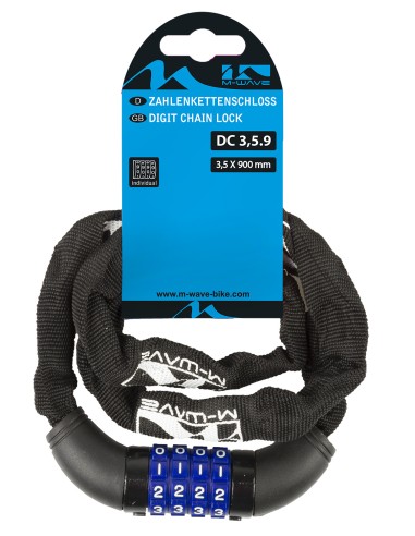 Kettenschloß mit Zahlen M-Wave ø3,5*900mm - Schwarz