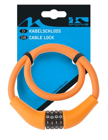 Zahlenkabelschloß M-Wave Silikon 900 x 12mm - Orange