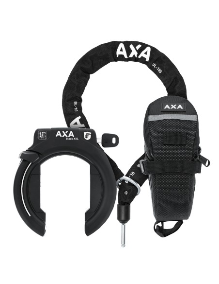 Ringschloss Axa Block XXL mit ULC100 Einsteckkette und Satteltasche - Schwarz
