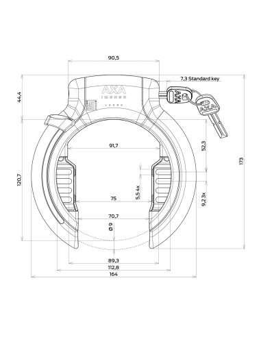 Ringschloß Axa Imenso Large Retractable - Schwarz