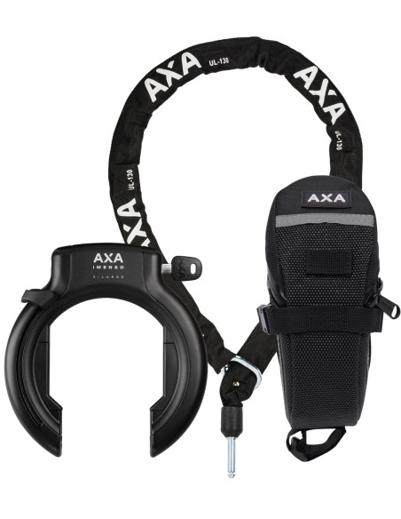 Set Ringschloß Axa Imenso XL mit abziehbarem Schlüssel + Plug-In Kette Axa ULC 130 mit Satteltasche