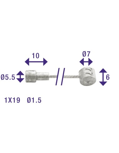 Bremszug Innen Elvedes 2350mm Edelstahl ø1,5mm V-Nippel und T-Nippel (auf Karte)