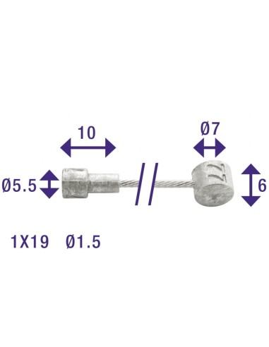 Bremszug Innen Edge 2250 mm mit 2 Nippel