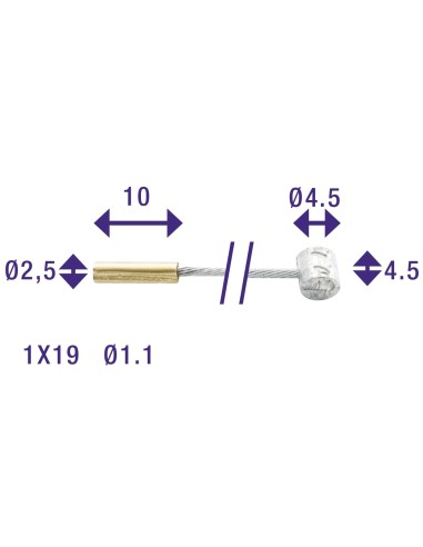 Schaltzug innen Elvedes  Elvedes 2250mm Galvanisiert ø1,25mm Sturmey Archer / Torpedo N-Nippel und T-Nippel - Silber